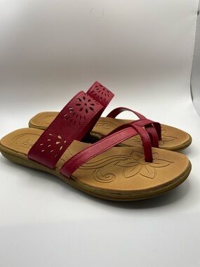 b.o.c. Women's Red Floral Laser-Cut Slide Sandals